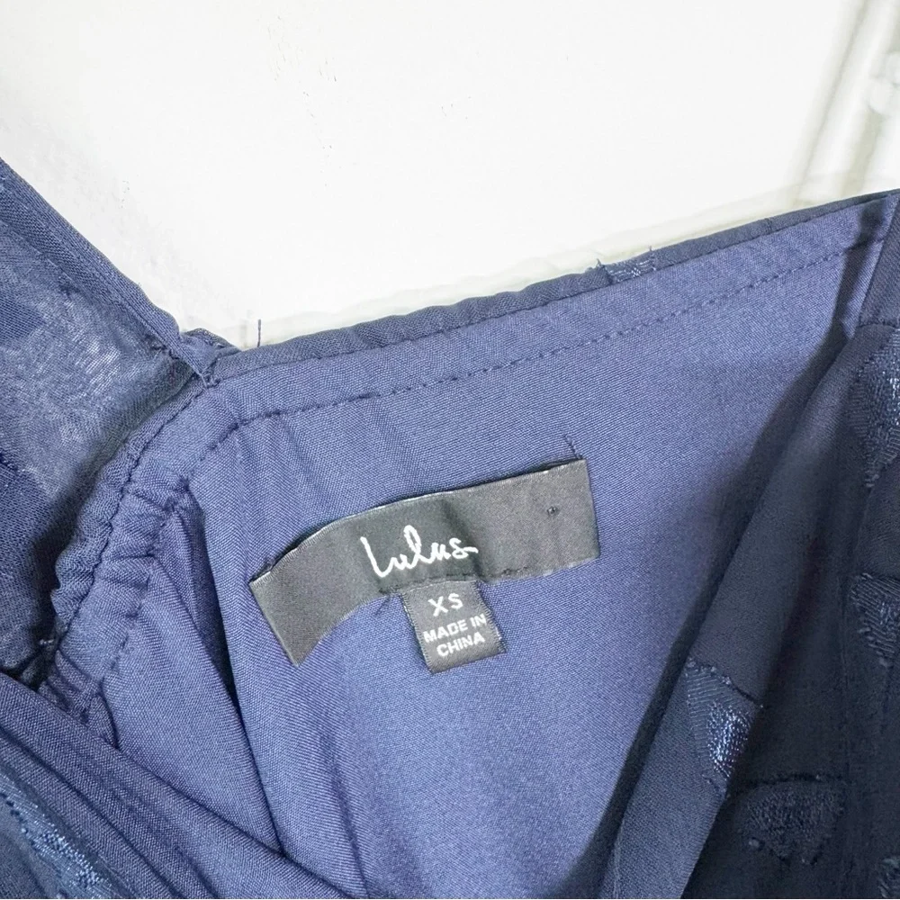 Lulus Forever‎ Be Navy Floral Jacquard Ruffled One Shoulder Maxi Dress XS